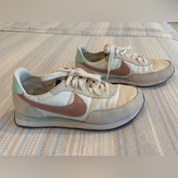 Nike Shoes - Nike Cream Sneakers with Brown Swoosh and Mint Heel